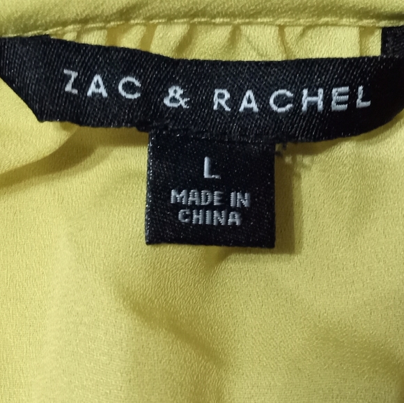 ZAC & RACHEL |Yellow Semi Sheer Flowy Lattice 3/4 Sleeve Blouse | Large - Picture 4 of 4